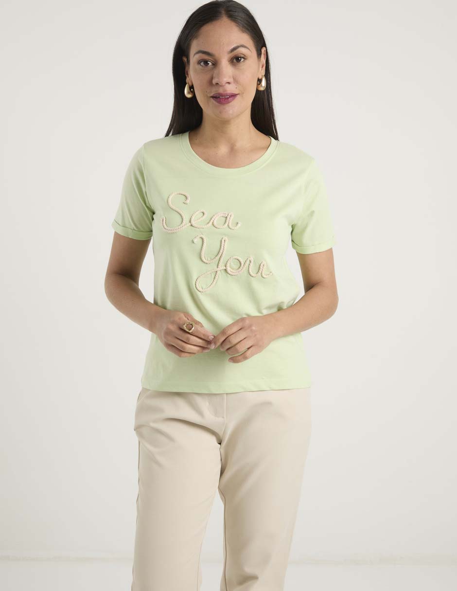 Playera manga corta cuello redondo para mujer Playera manga corta cuello redondo para mujer