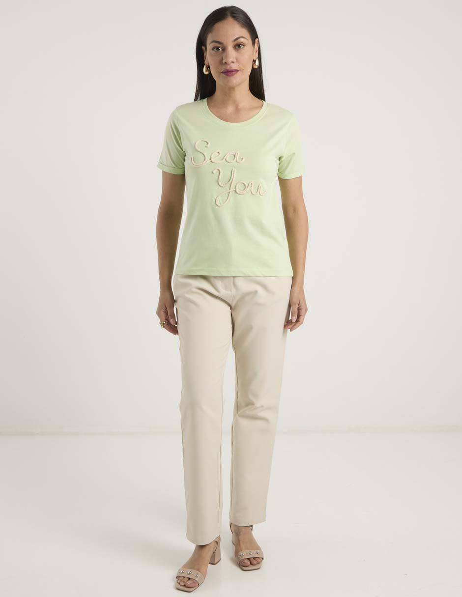 Playera manga corta Weekend cuello redondo para mujer
