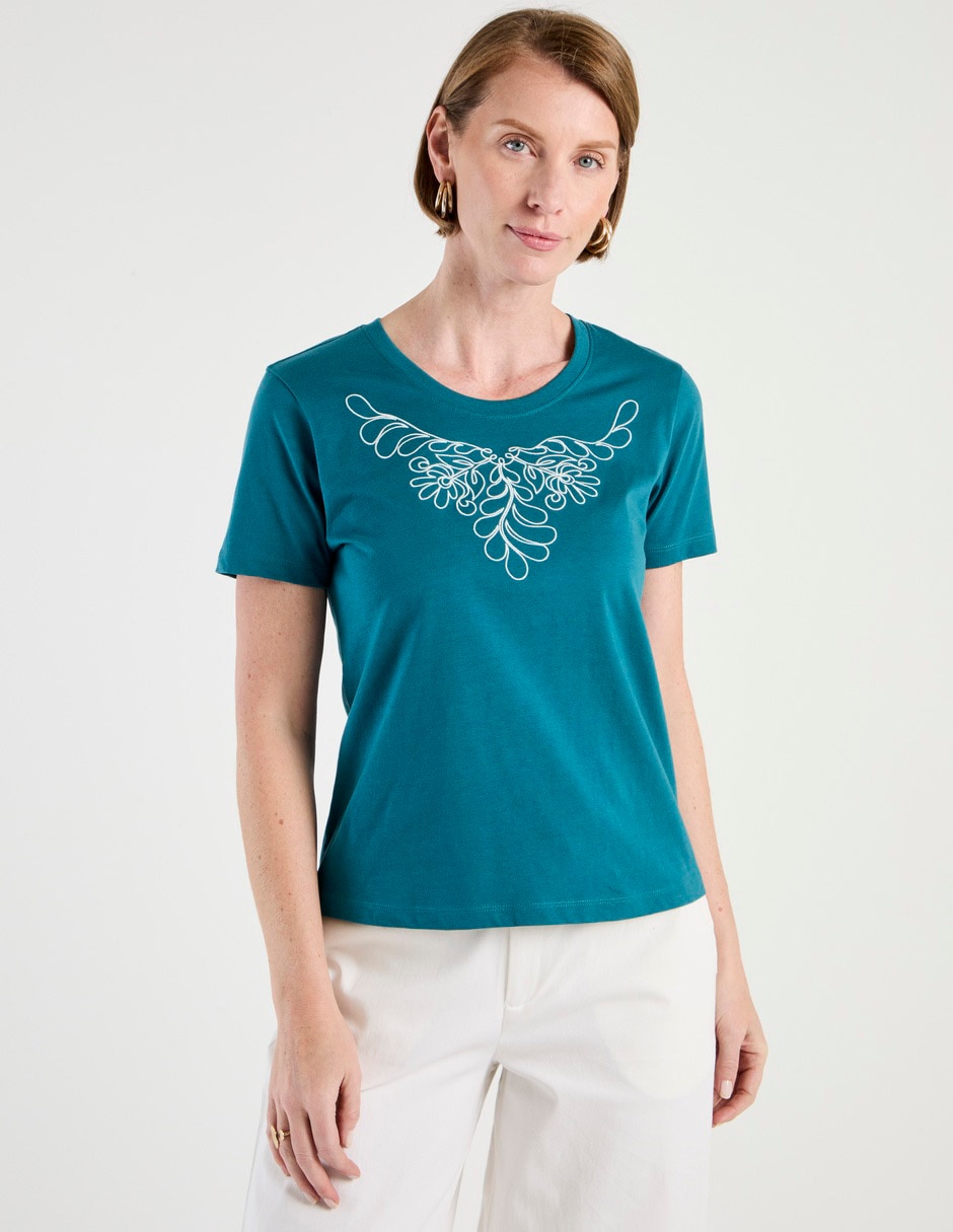 Playera manga corta cuello redondo para mujer Playera manga corta cuello redondo para mujer