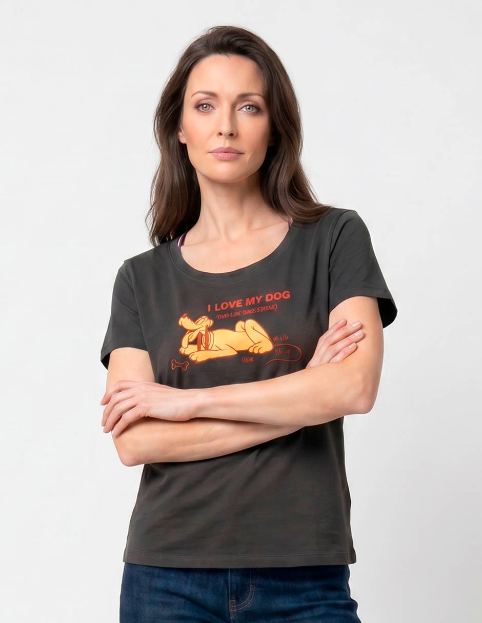 Playera manga corta pluto cuello redondo para mujer 3