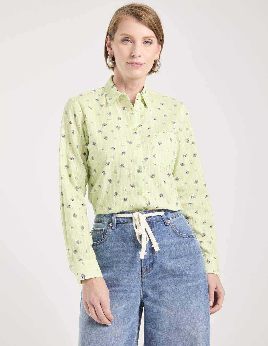 Blusa camisera manga larga para mujer 1
