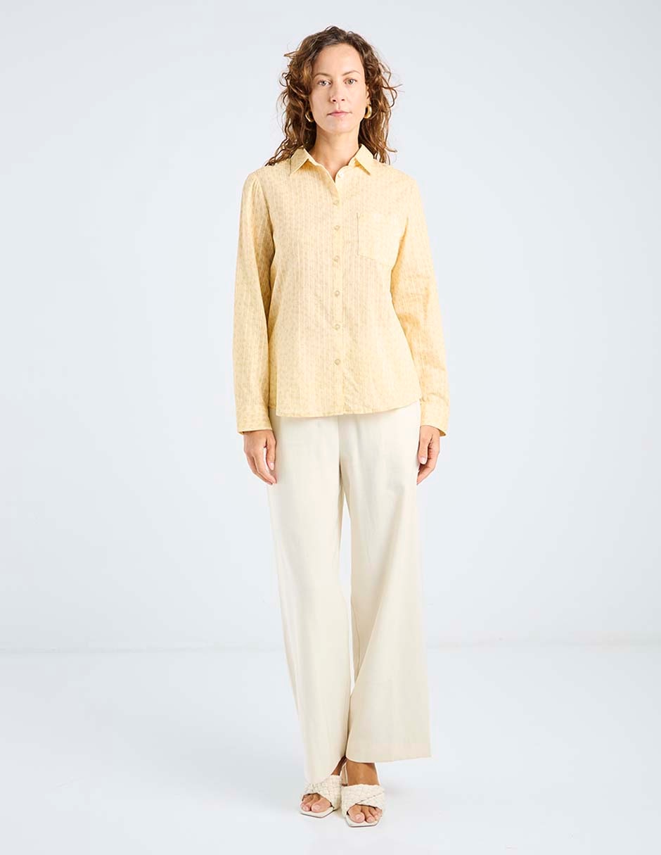 Blusa camisera Weekend manga larga para mujer
