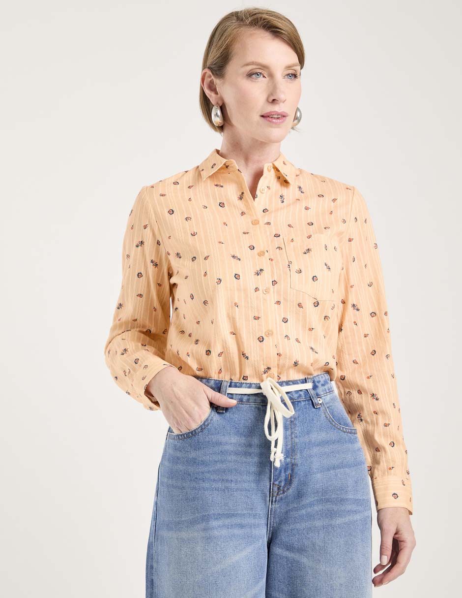 Blusa camisera manga larga para mujer 1