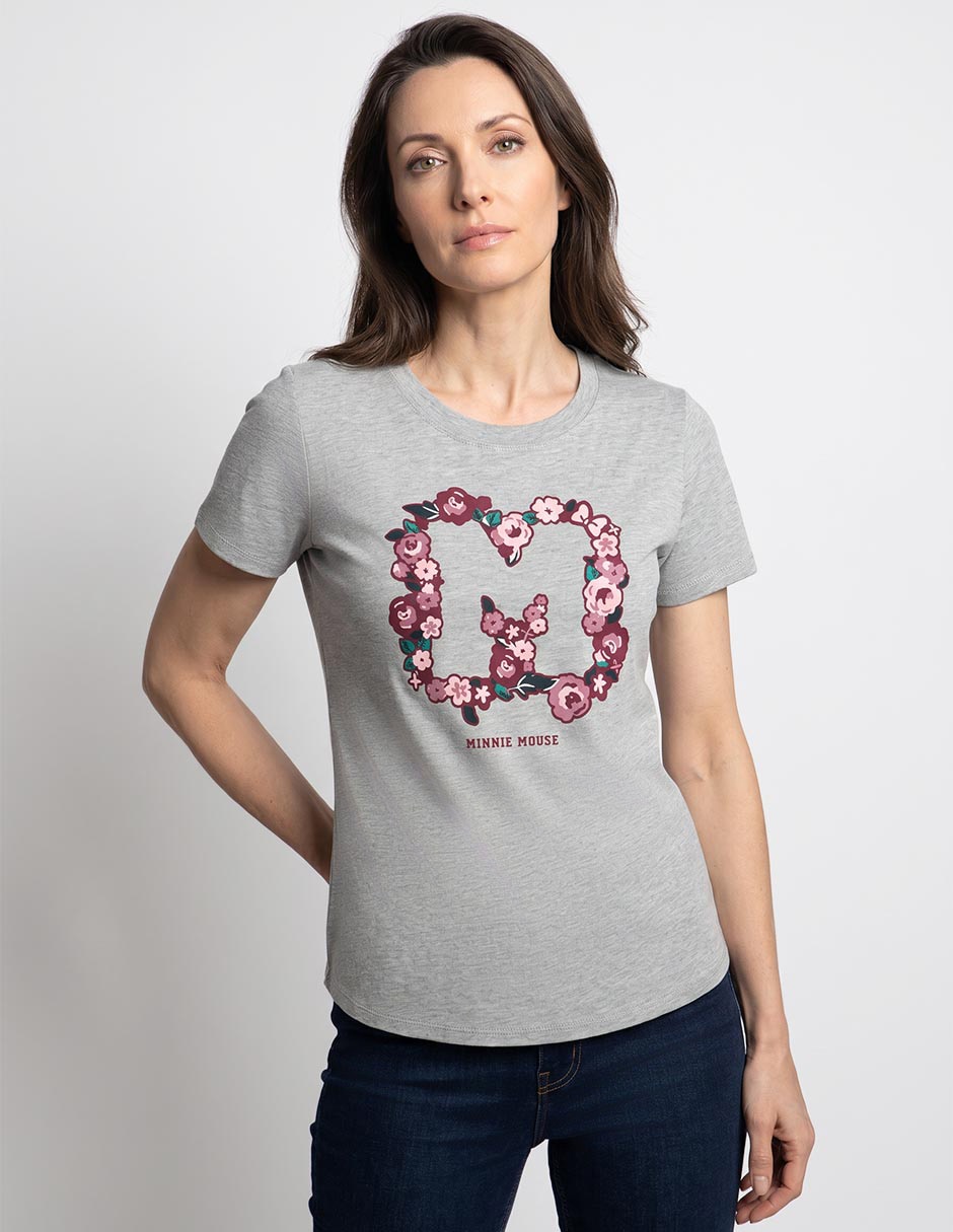 Playera manga corta minnie mouse cuello redondo para mujer Playera manga corta minnie mouse cuello redondo para mujer