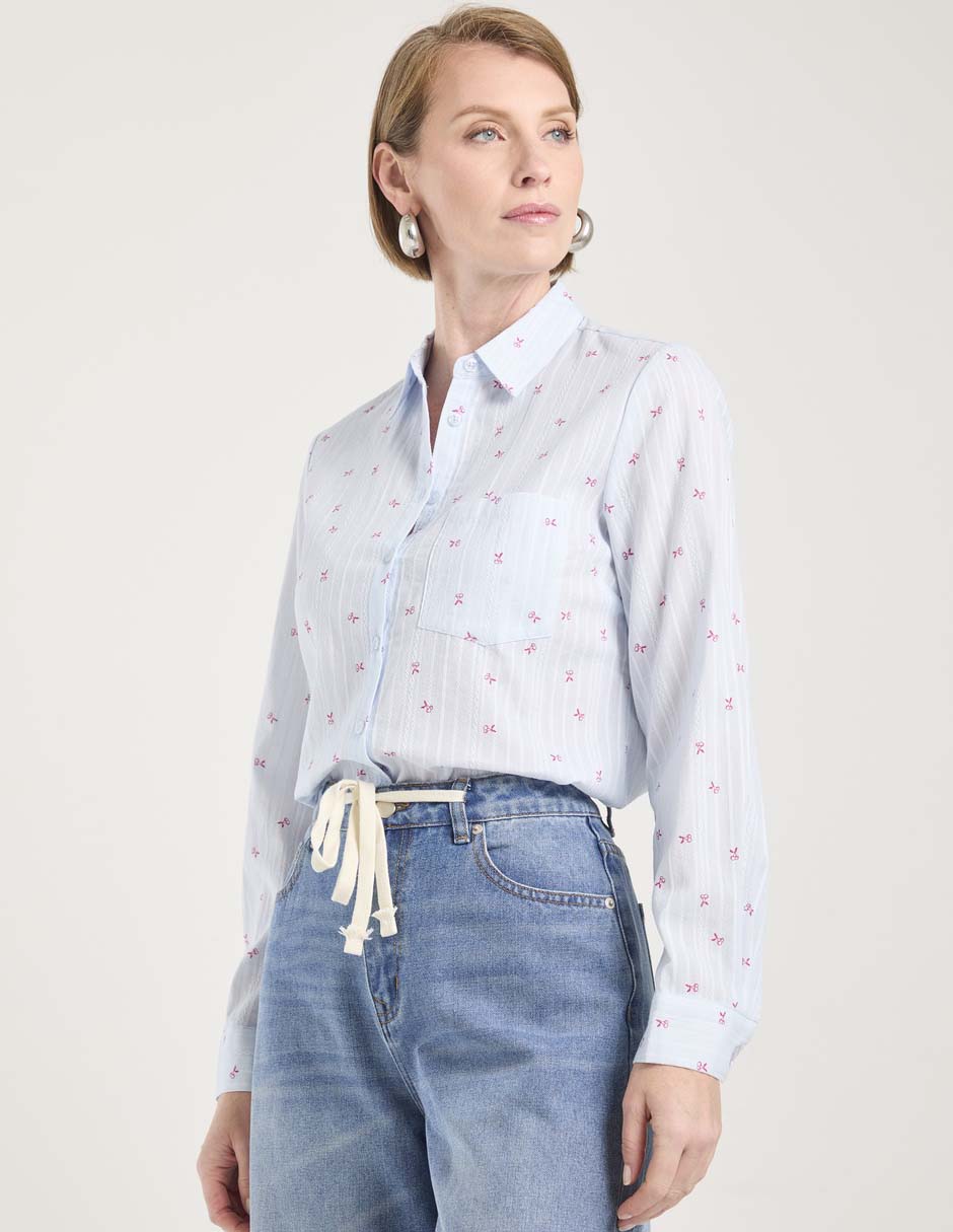 Blusa camisera manga larga para mujer 1