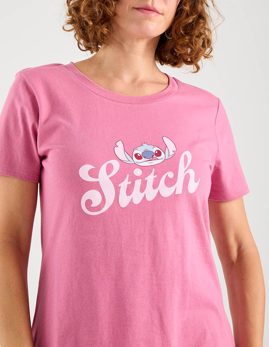 Playera manga corta stitch cuello redondo para mujer 4