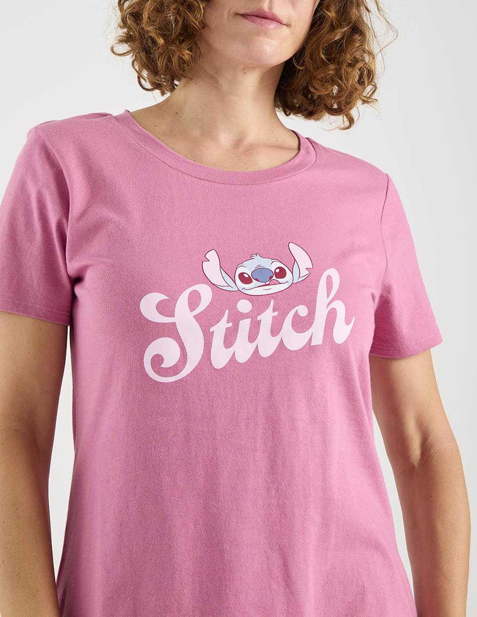 Playera manga corta Stitch cuello redondo mujer 3
