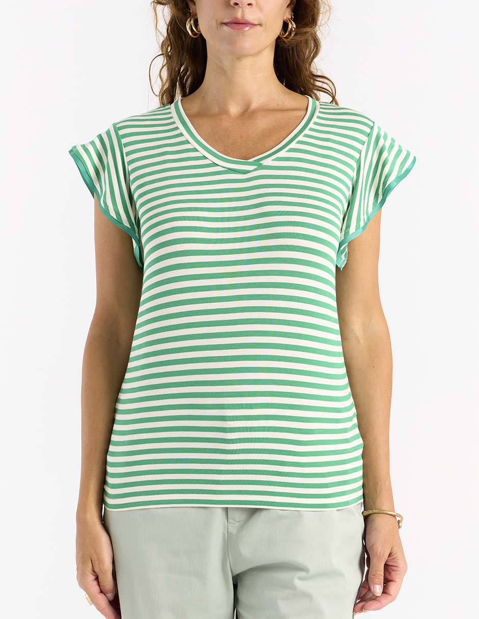 Playera manga corta Weekend cuello v para mujer