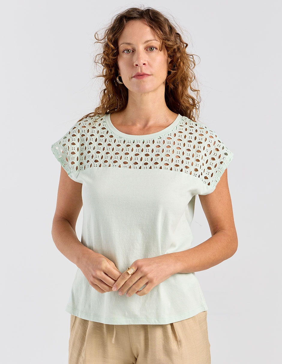 Playera manga corta cuello redondo para mujer Playera manga corta cuello redondo para mujer