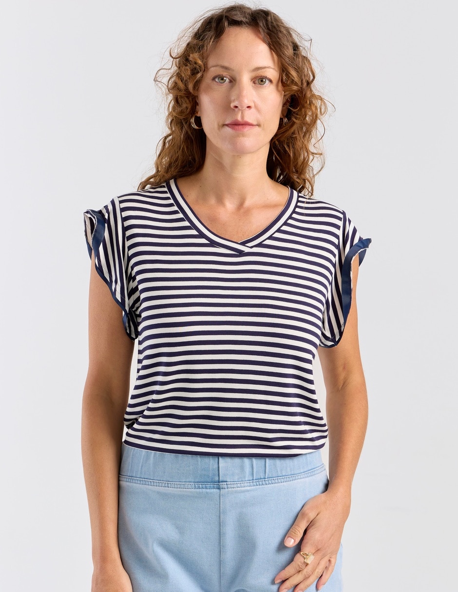 Playera manga corta Weekend cuello v para mujer