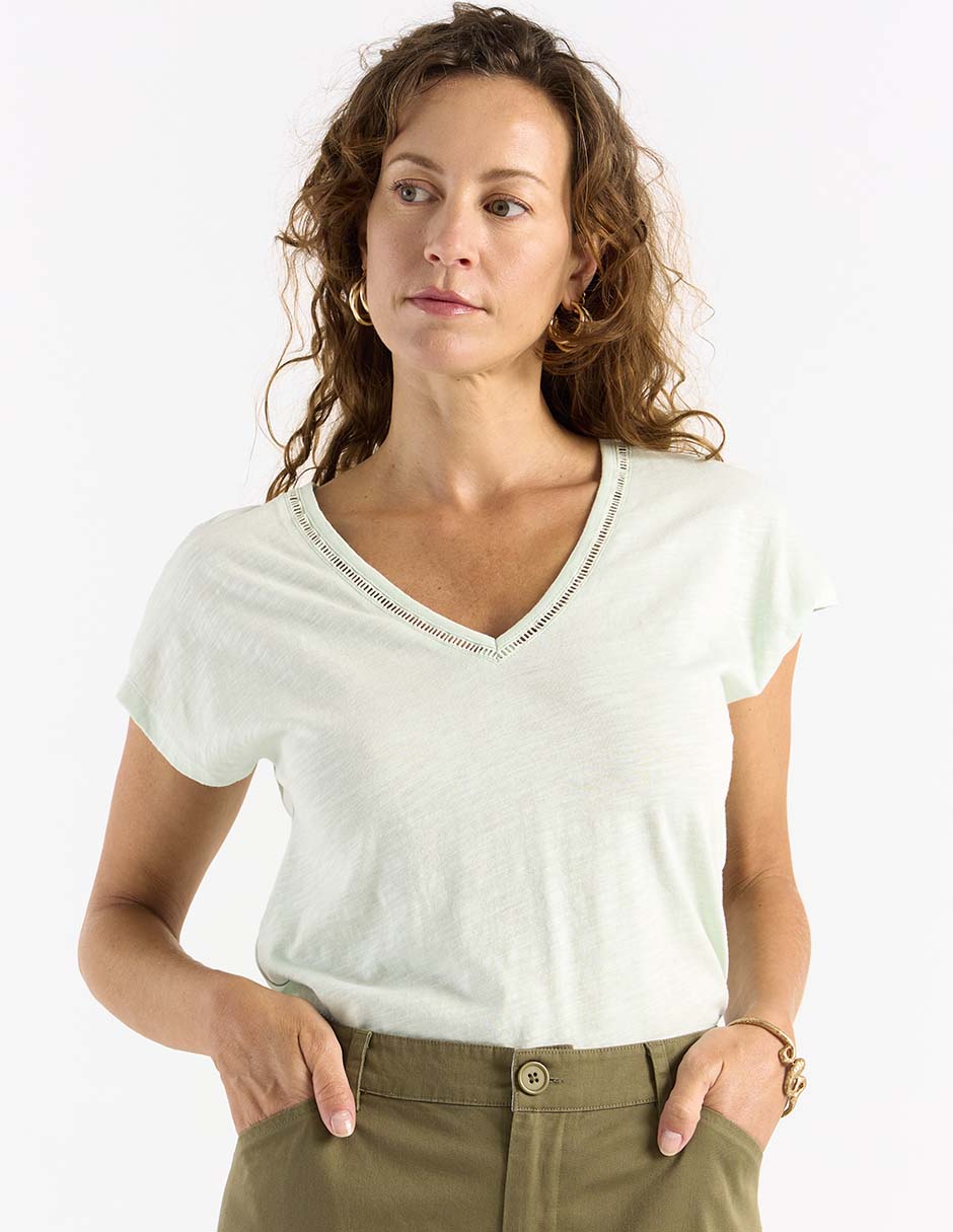 Playera manga corta cuello V para mujer Playera manga corta cuello V para mujer