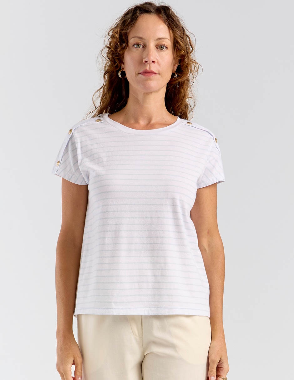 Playera manga corta cuello redondo para mujer