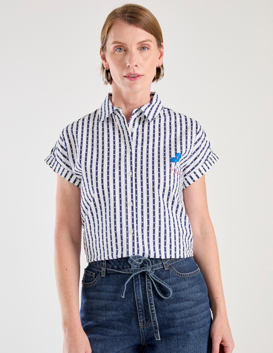 Blusa camisera manga corta para mujer 1