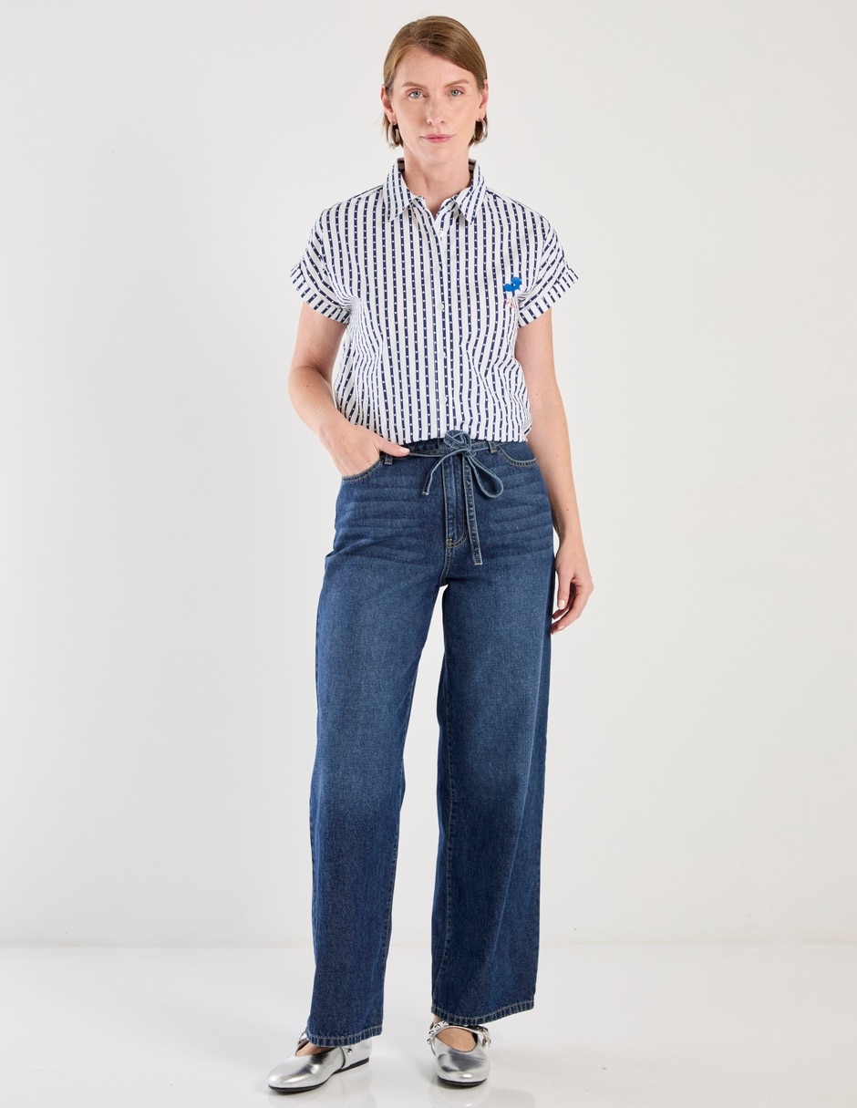 Blusa camisera manga corta para mujer 7