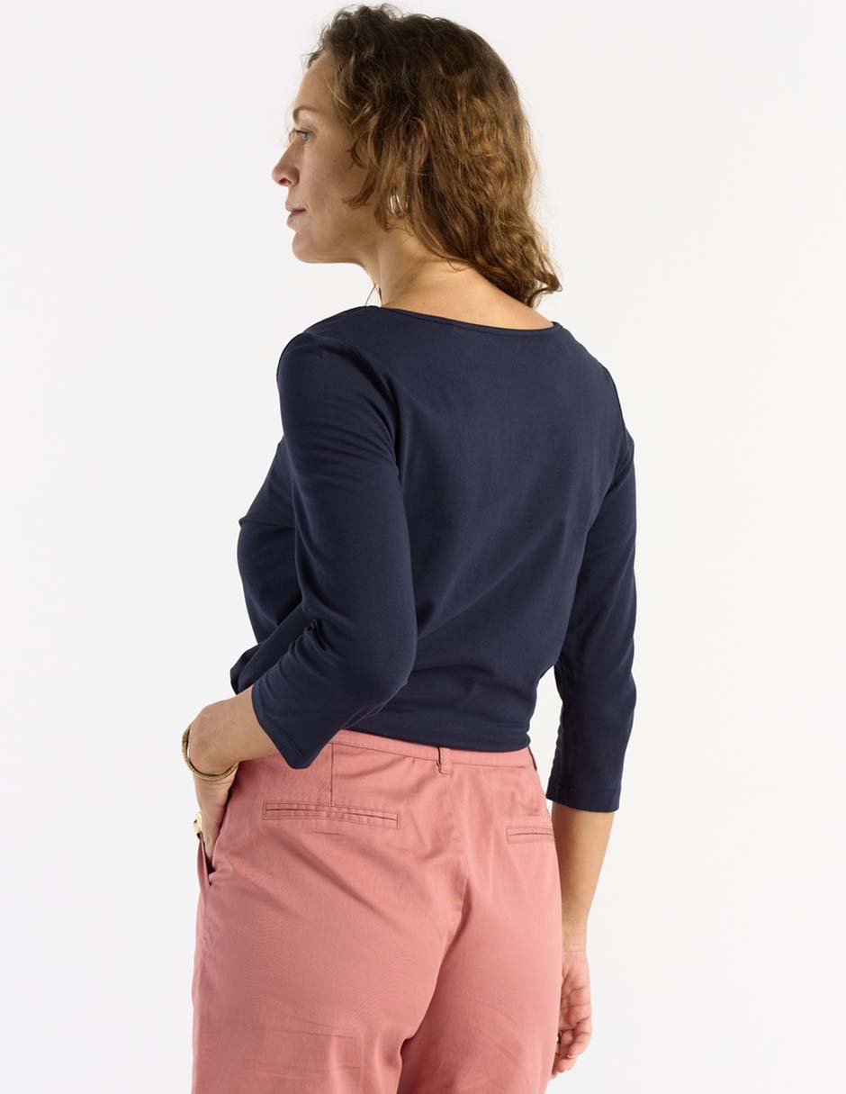 Playera manga 3/4 Weekend cuello cuadrado para mujer
