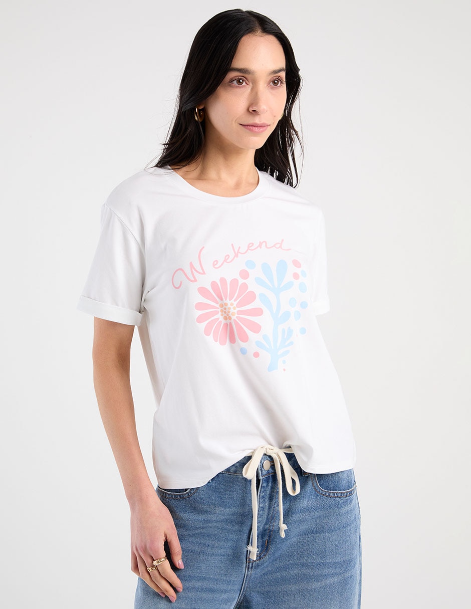 Playera manga corta cuello redondo para mujer Playera manga corta cuello redondo para mujer