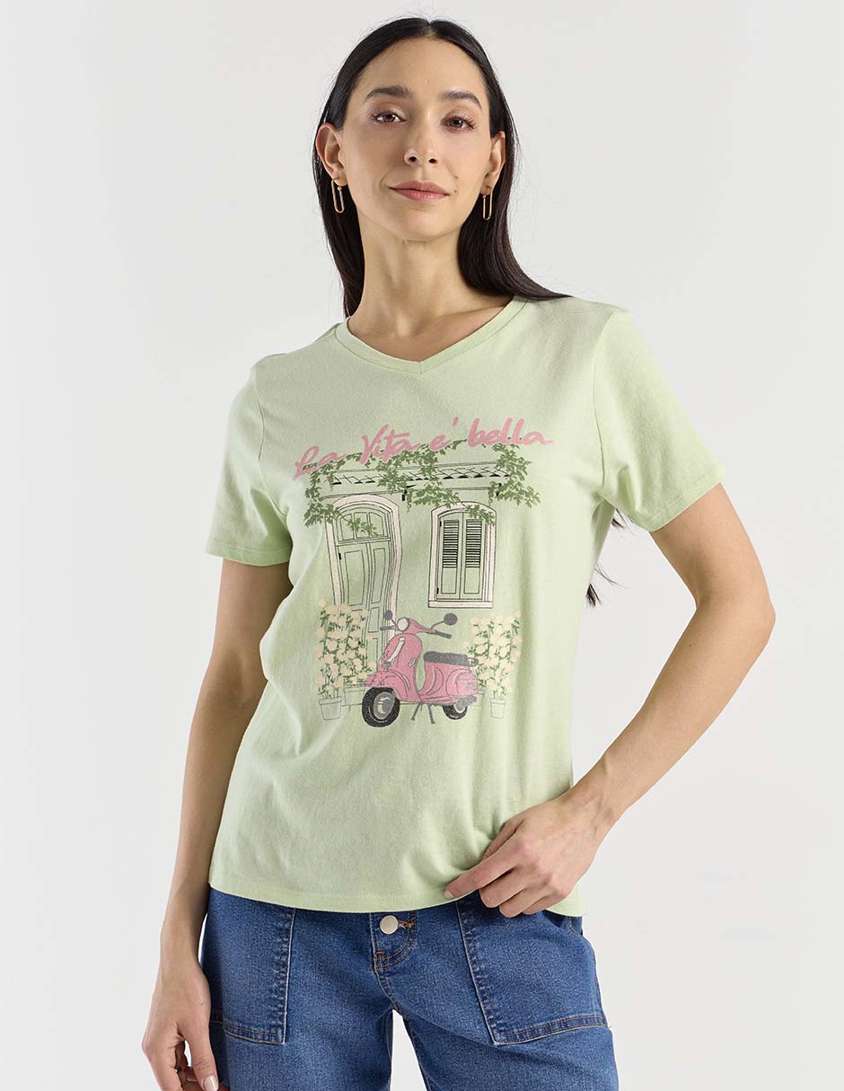 Playera manga corta cuello v para mujer Playera manga corta cuello v para mujer
