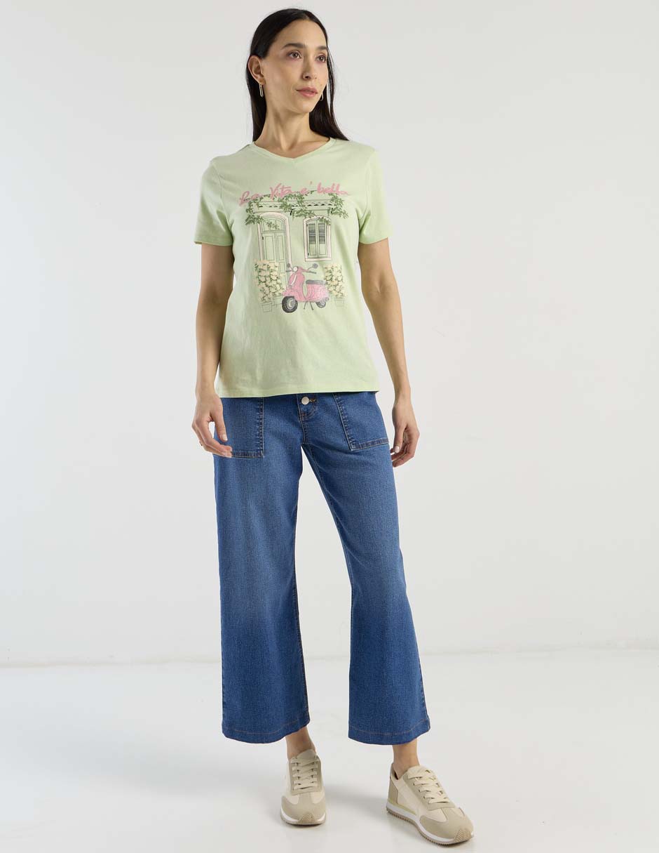 Playera manga corta cuello v para mujer 3
