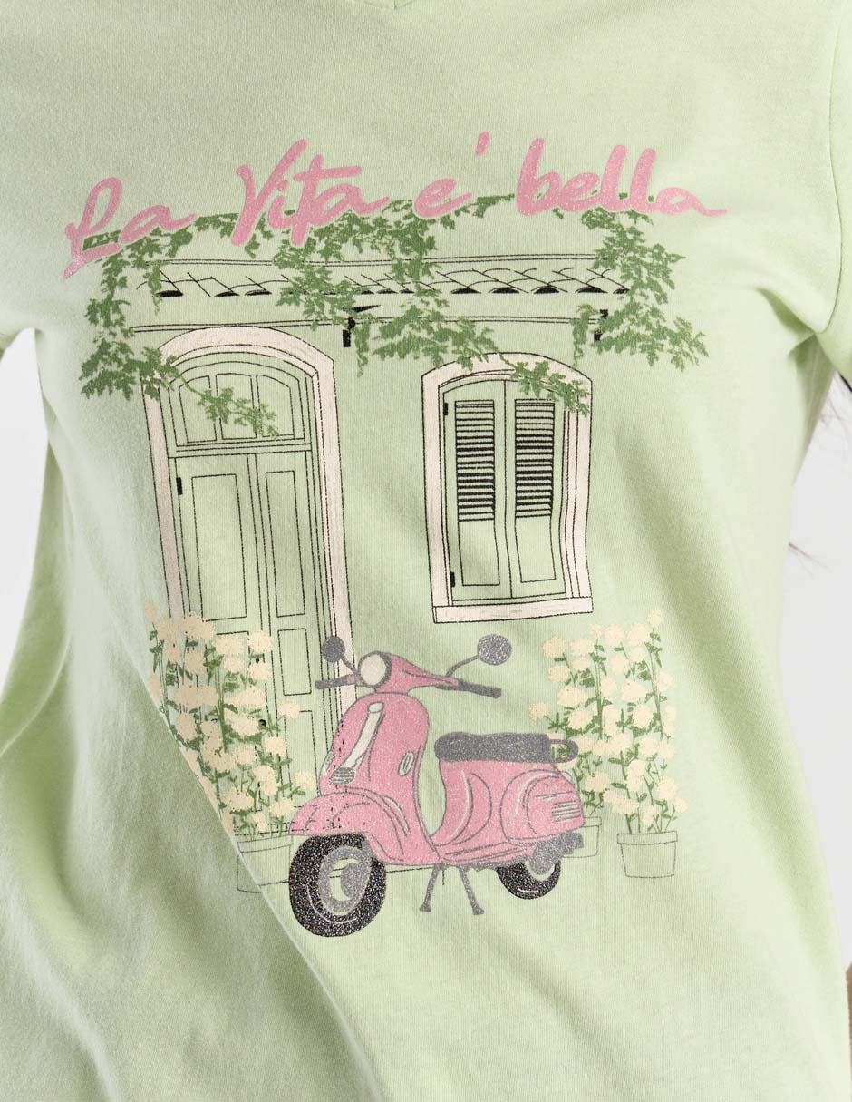 Playera manga corta cuello v para mujer 4