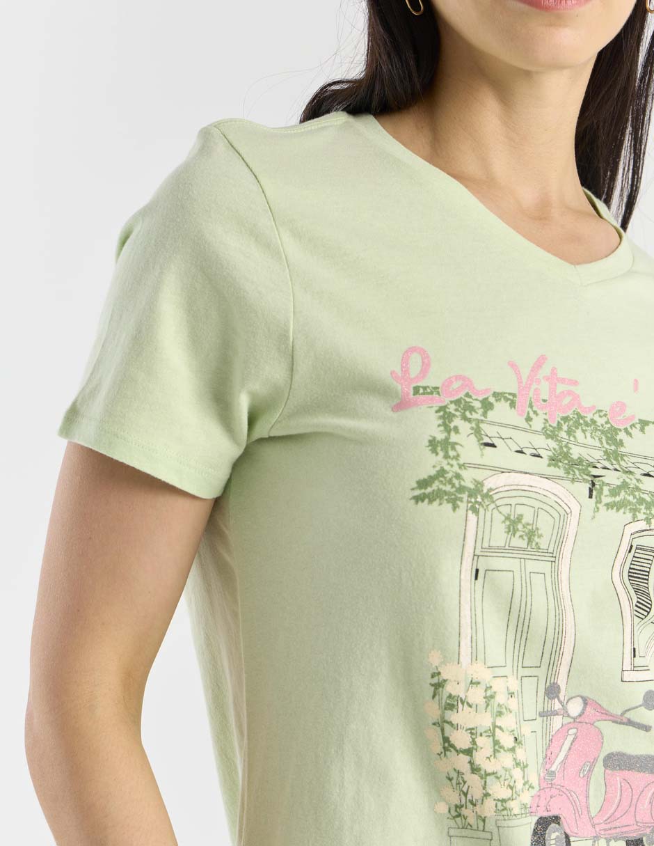 Playera manga corta cuello v para mujer 5