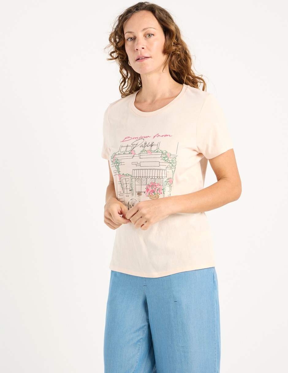 Playera manga corta cuello redondo para mujer Playera manga corta cuello redondo para mujer