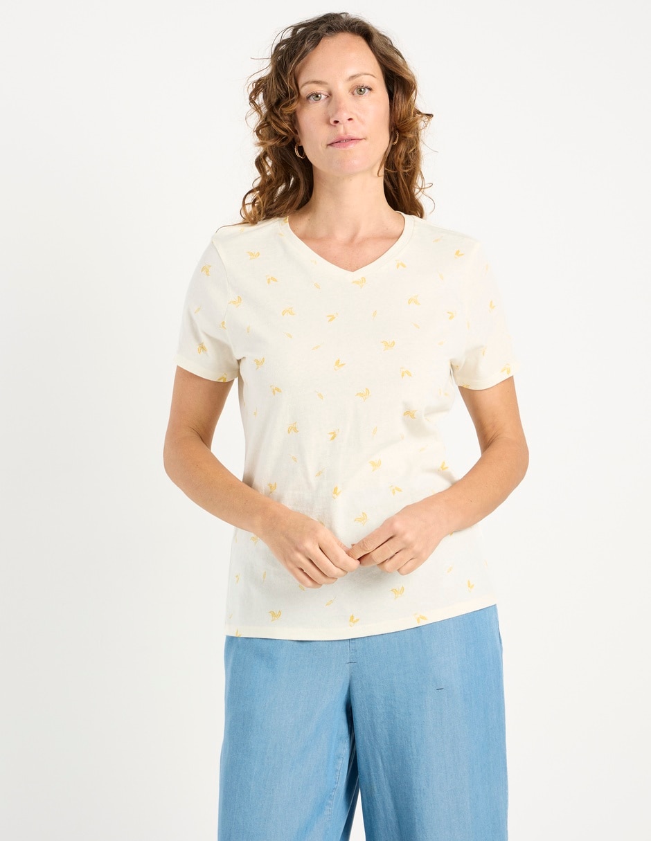 Playera manga corta Weekend cuello v para mujer