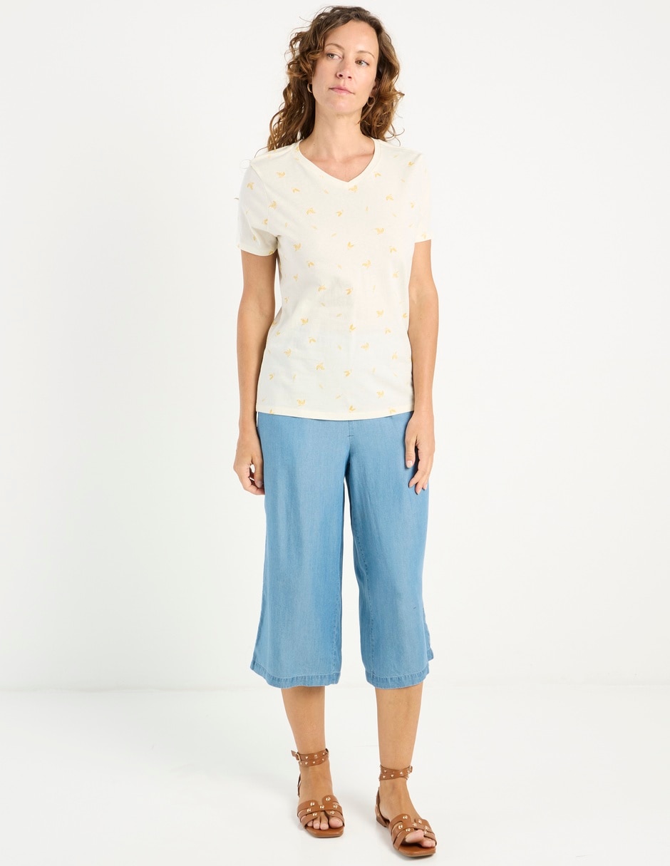 Playera manga corta Weekend cuello v para mujer