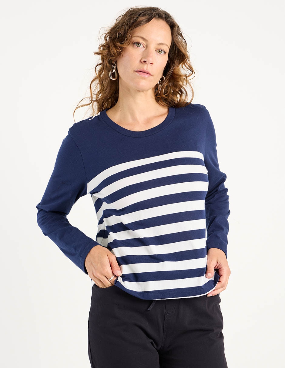 Playera manga larga cuello redondo para mujer 1