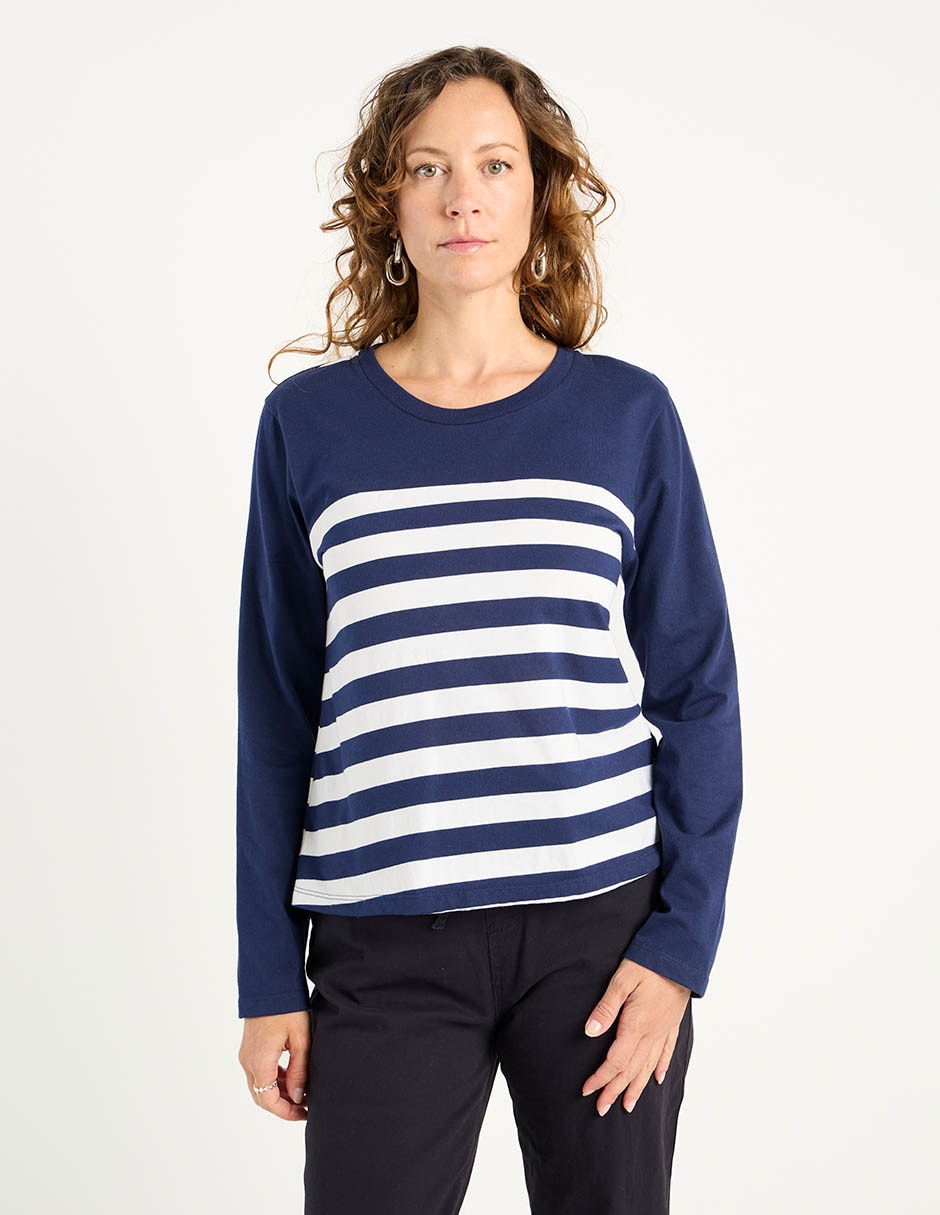 Playera manga larga cuello redondo para mujer 2