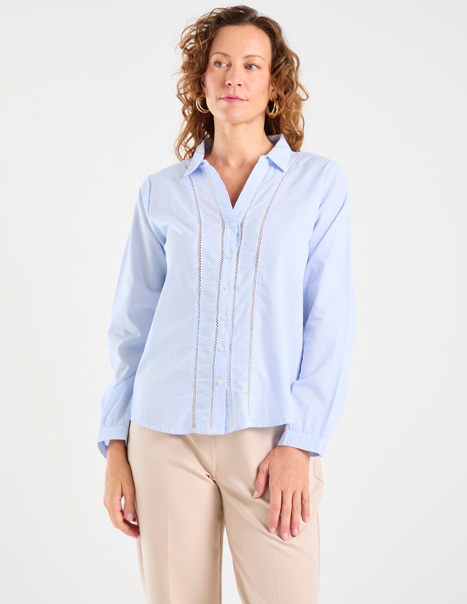 Blusa camisera manga larga para mujer