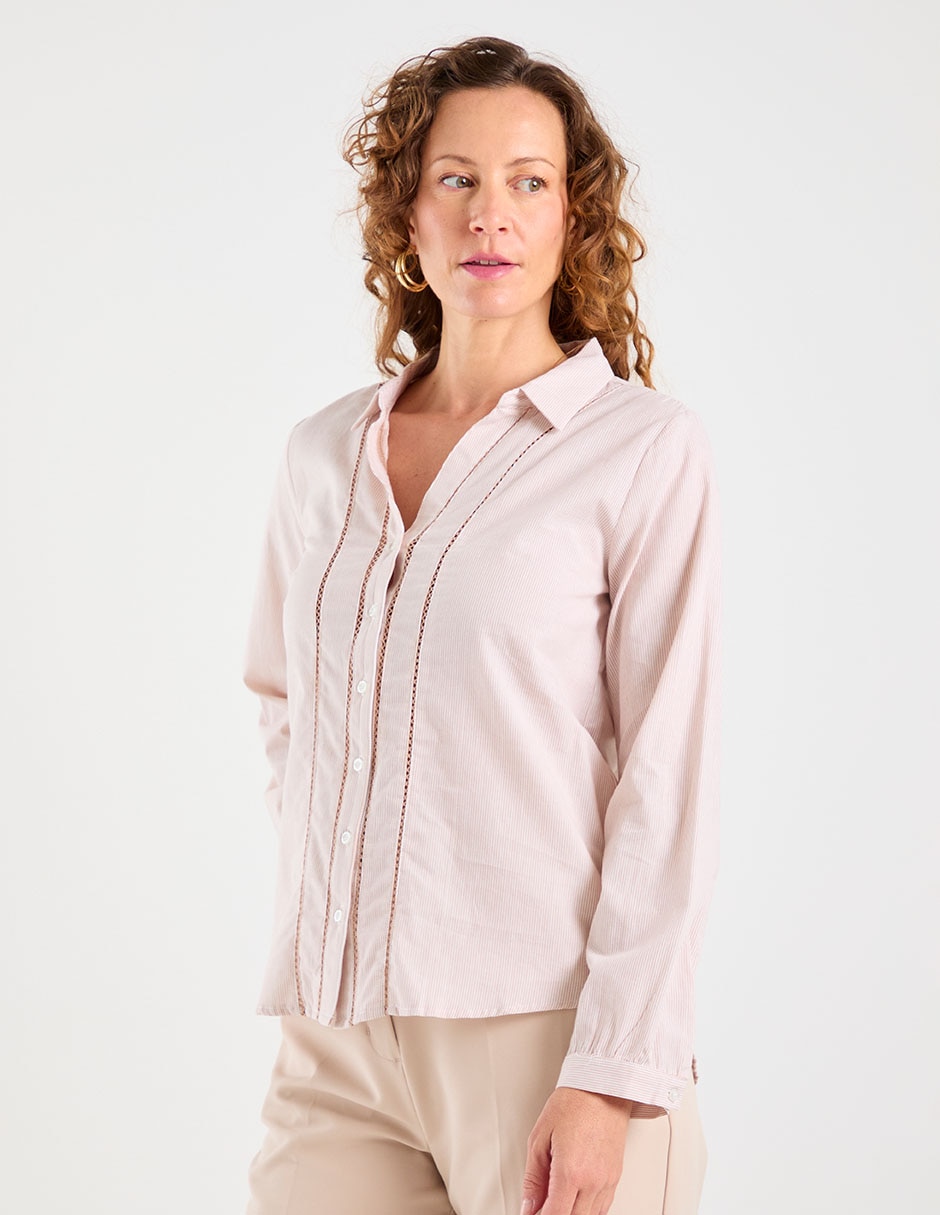 Blusa camisera Weekend manga larga para mujer