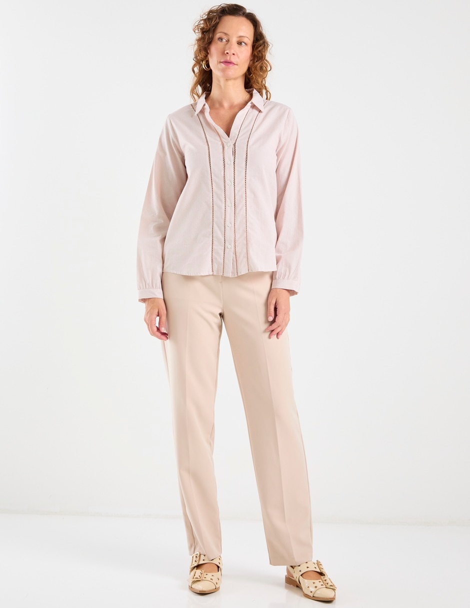 Blusa camisera Weekend manga larga para mujer