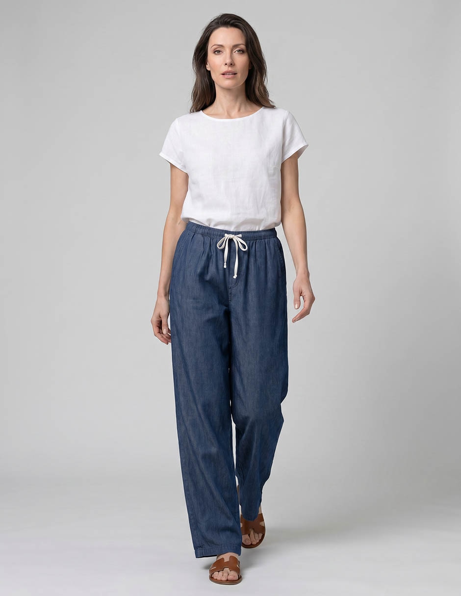 Jeans relaxed amplio corte cintura para mujer 3