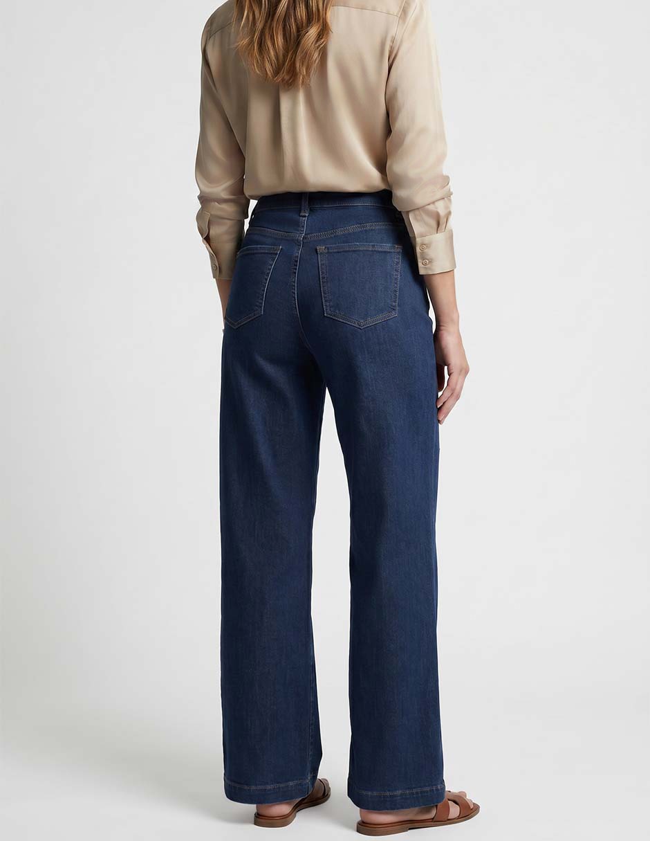 Jeans acampanado corte cintura para mujer 2