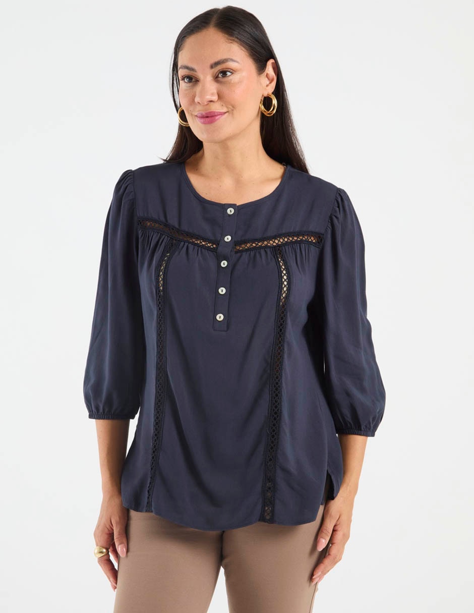 Blusa manga 3/4 para mujer Blusa manga 3/4 para mujer