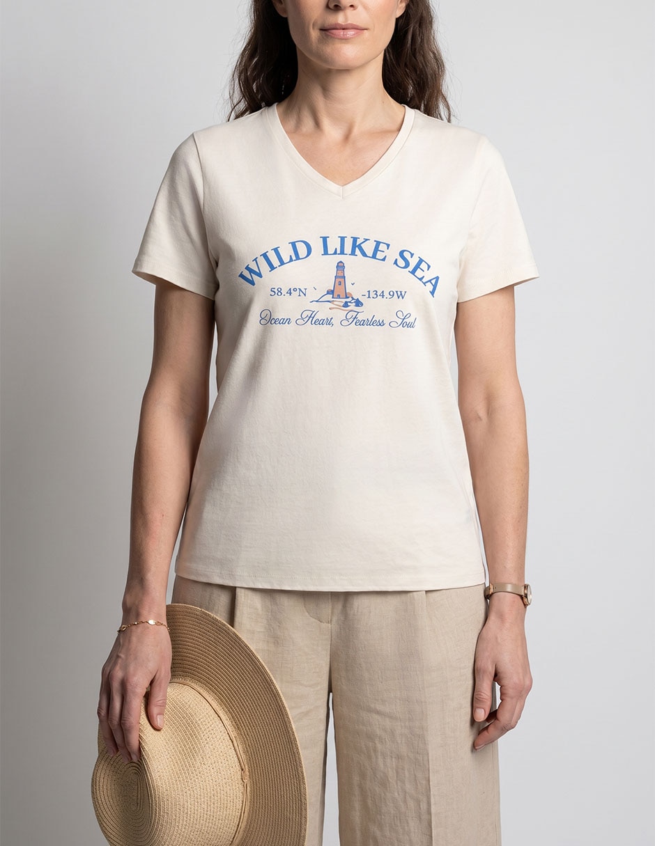 Playera manga corta cuello v para mujer 3