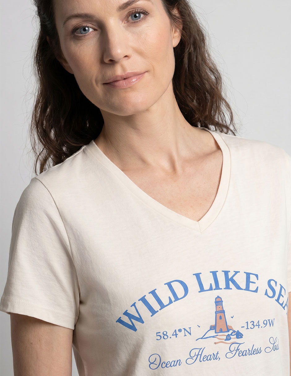 Playera manga corta cuello v para mujer 4