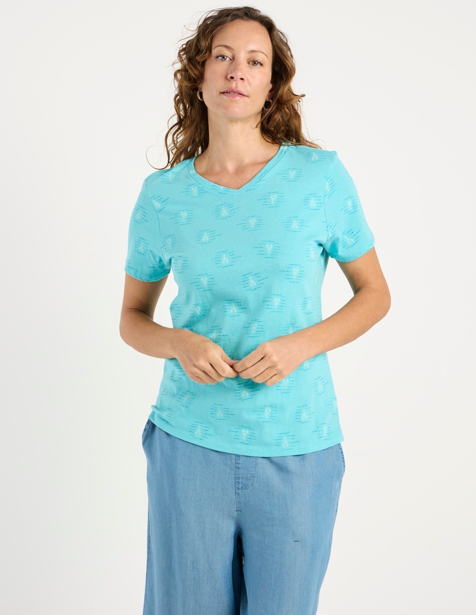 Playera manga corta cuello v para mujer Playera manga corta cuello v para mujer