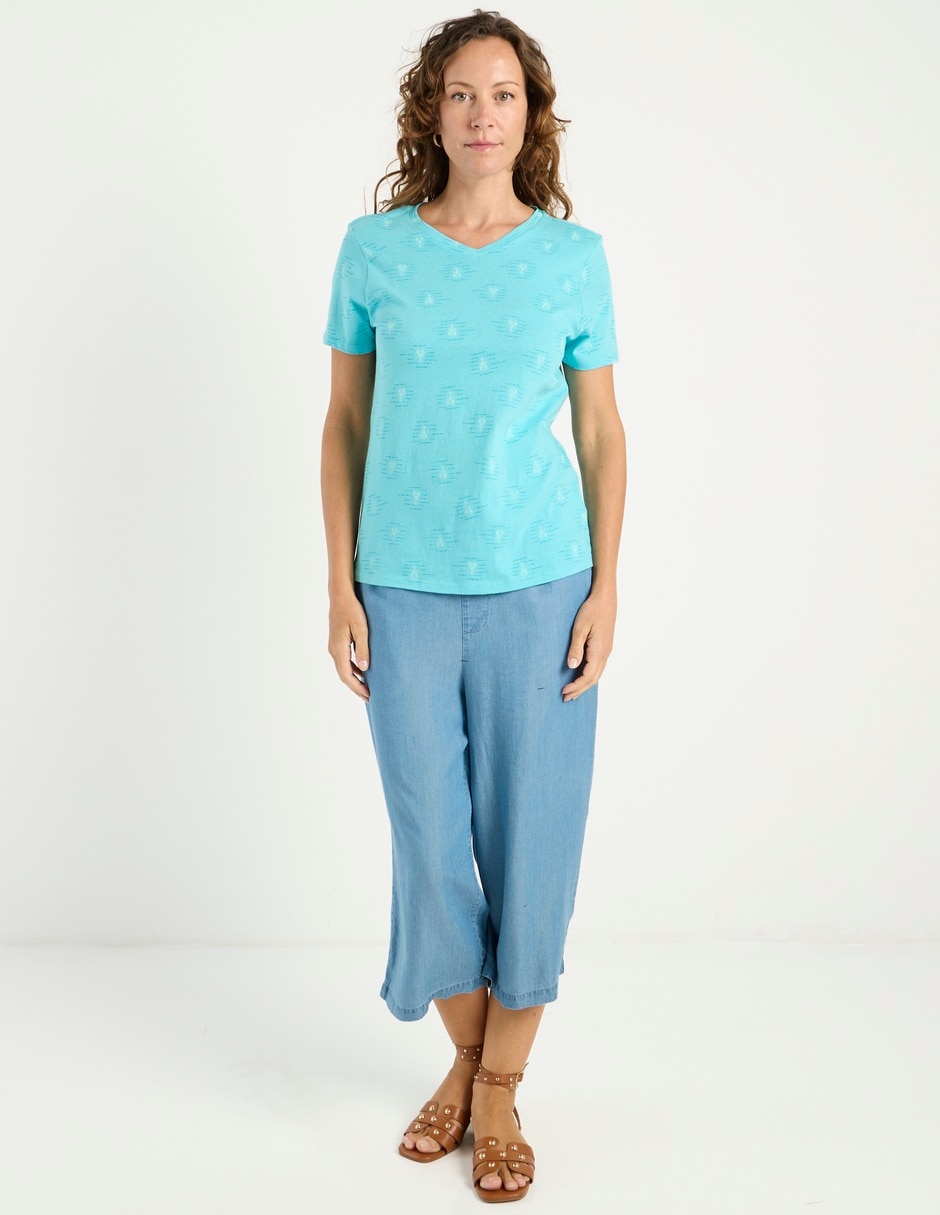 Playera manga corta Weekend cuello v para mujer