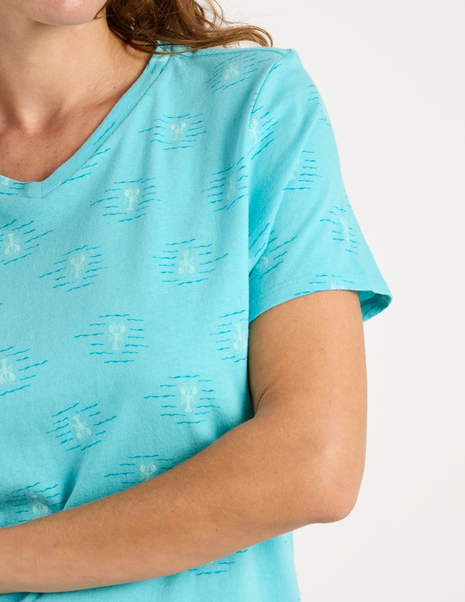 Playera manga corta Weekend cuello v para mujer