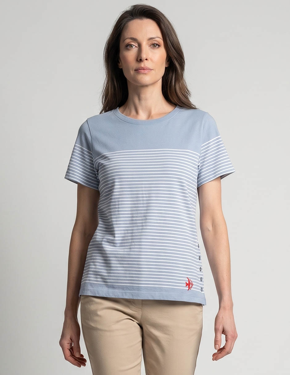 Playera manga corta cuello redondo para mujer