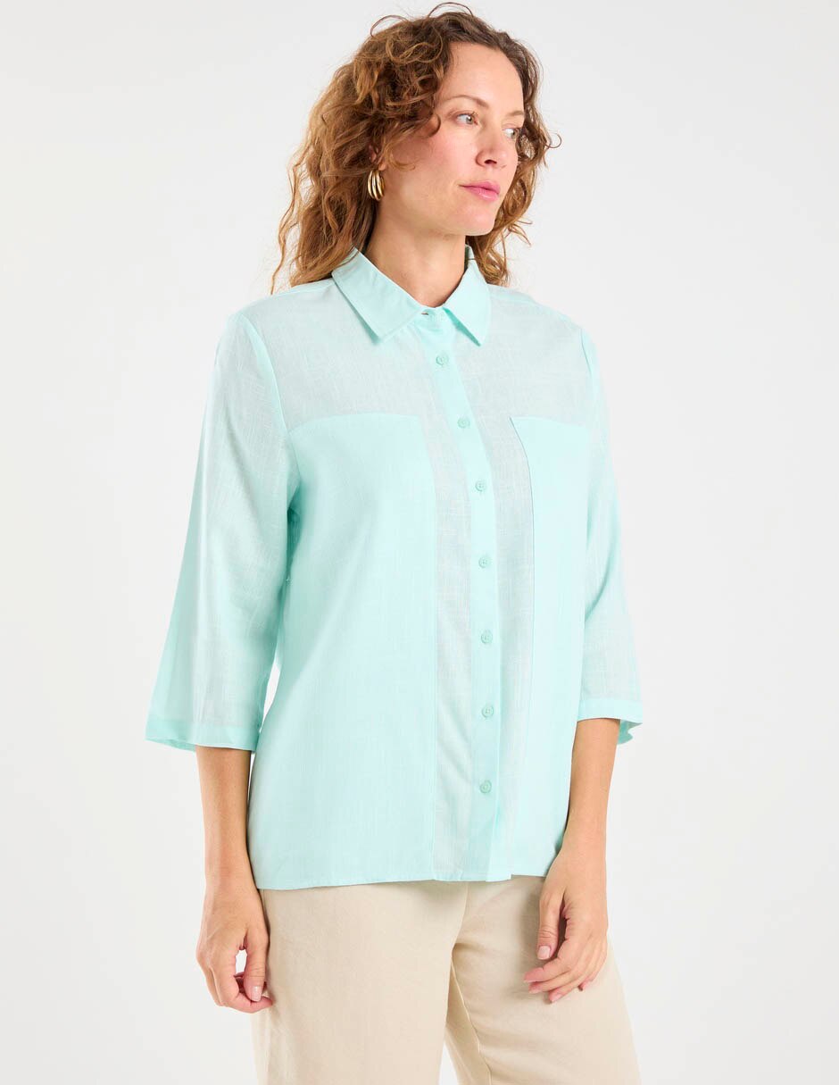 Blusa camisera manga 3/4 para mujer Blusa camisera manga 3/4 para mujer