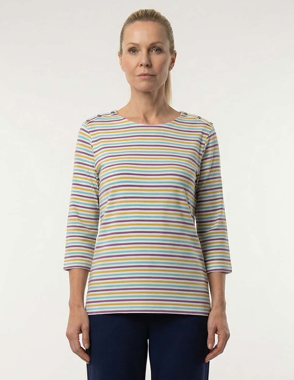 Playera manga 3/4 cuello redondo para mujer 4