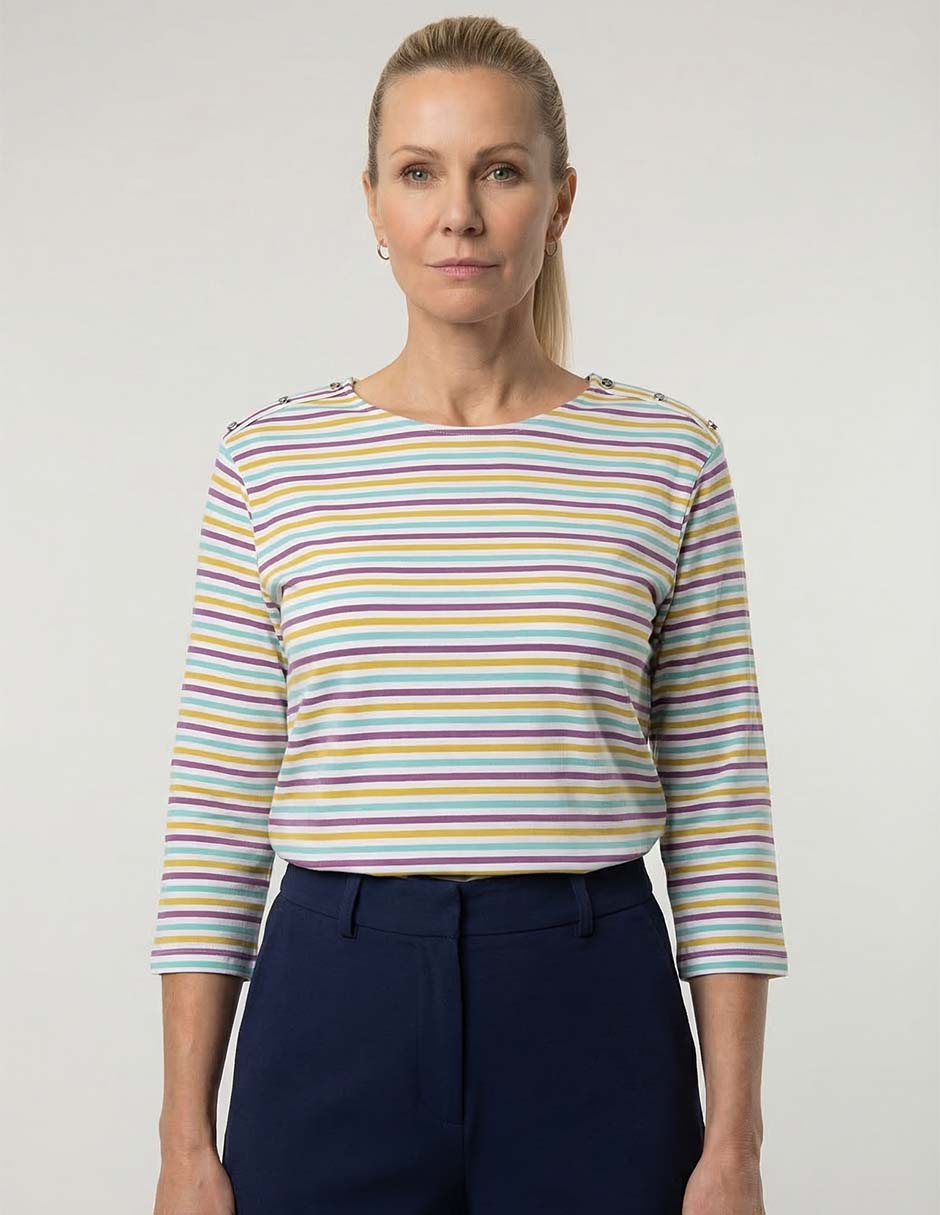 Playera manga 3/4 cuello redondo para mujer Playera manga 3/4 cuello redondo para mujer