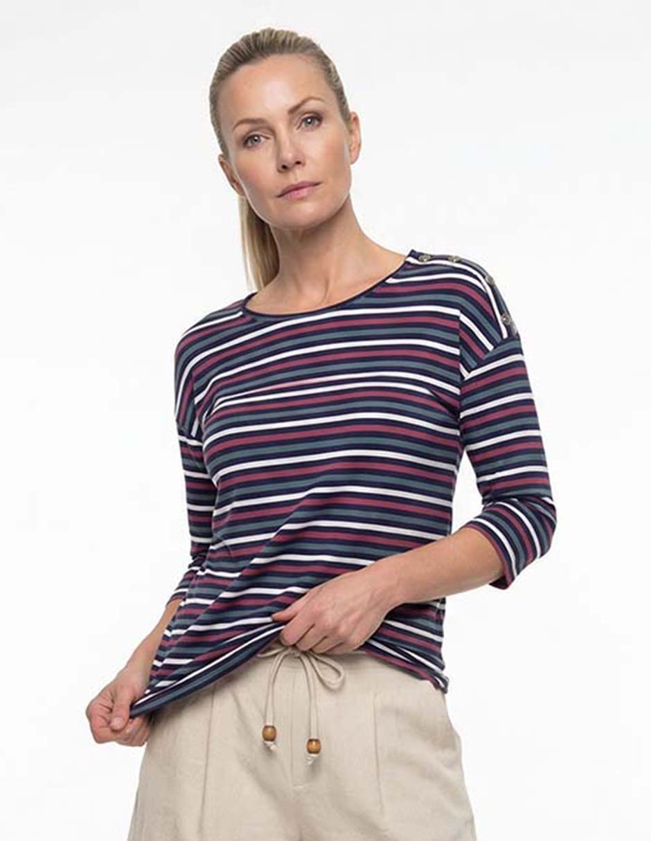 Playera manga 3/4 cuello redondo para mujer
