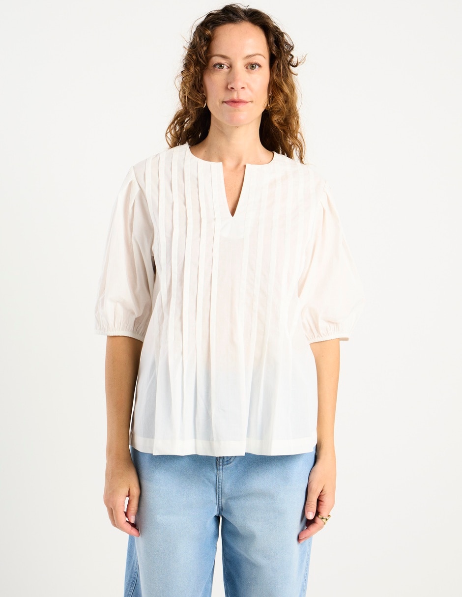 Blusa manga al codo para mujer
