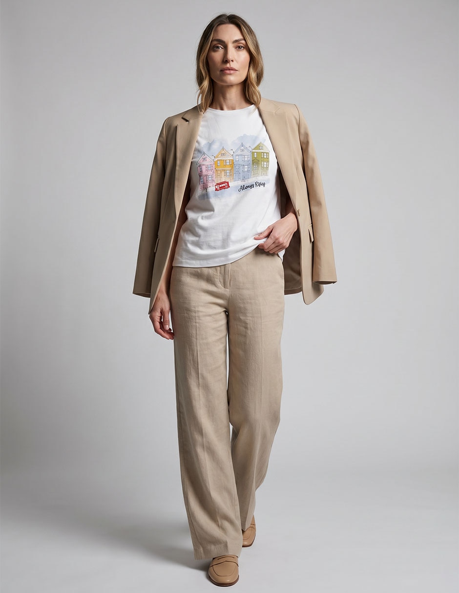 Playera manga al codo Weekend cuello redondo para mujer