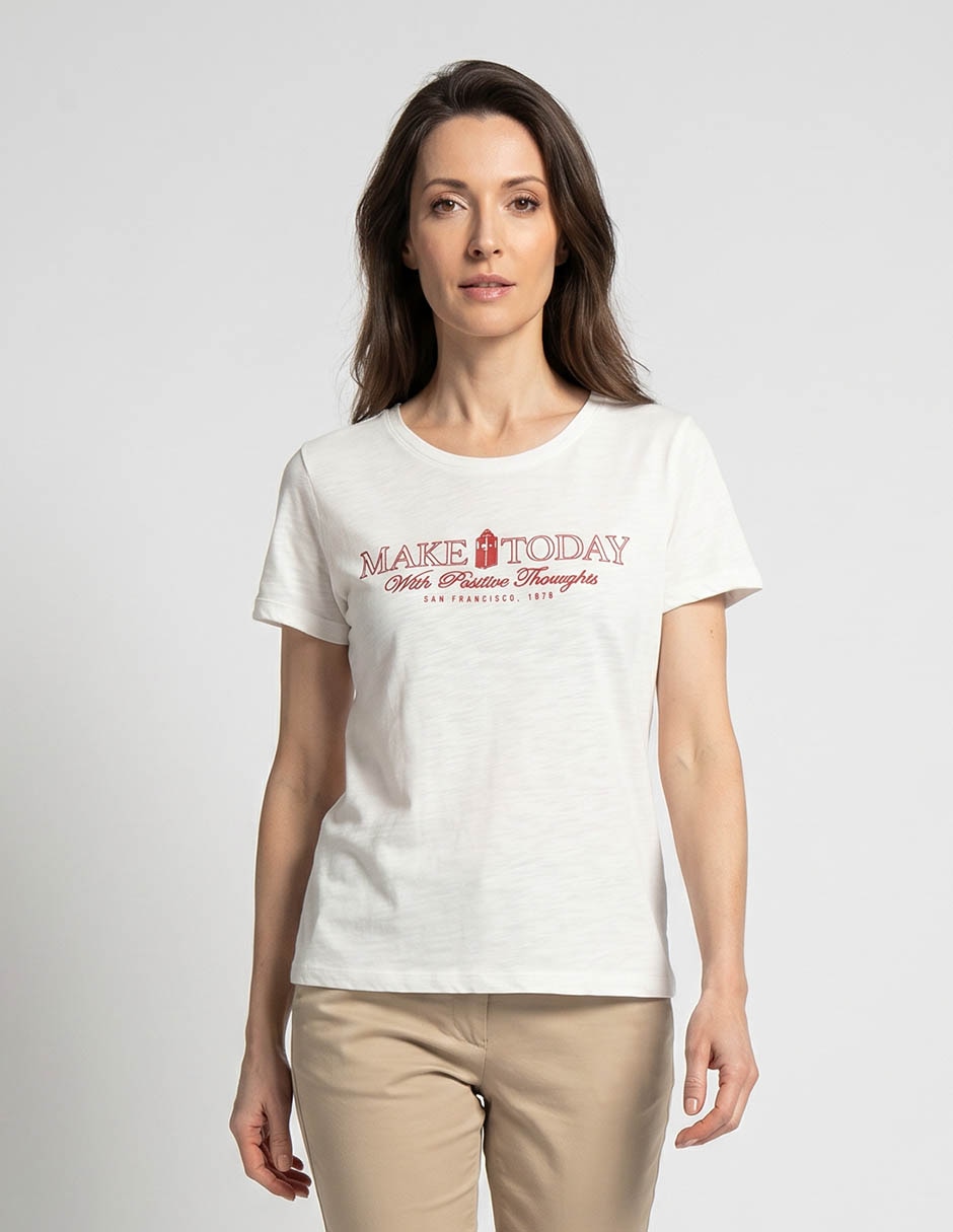 Playera manga corta cuello redondo para mujer