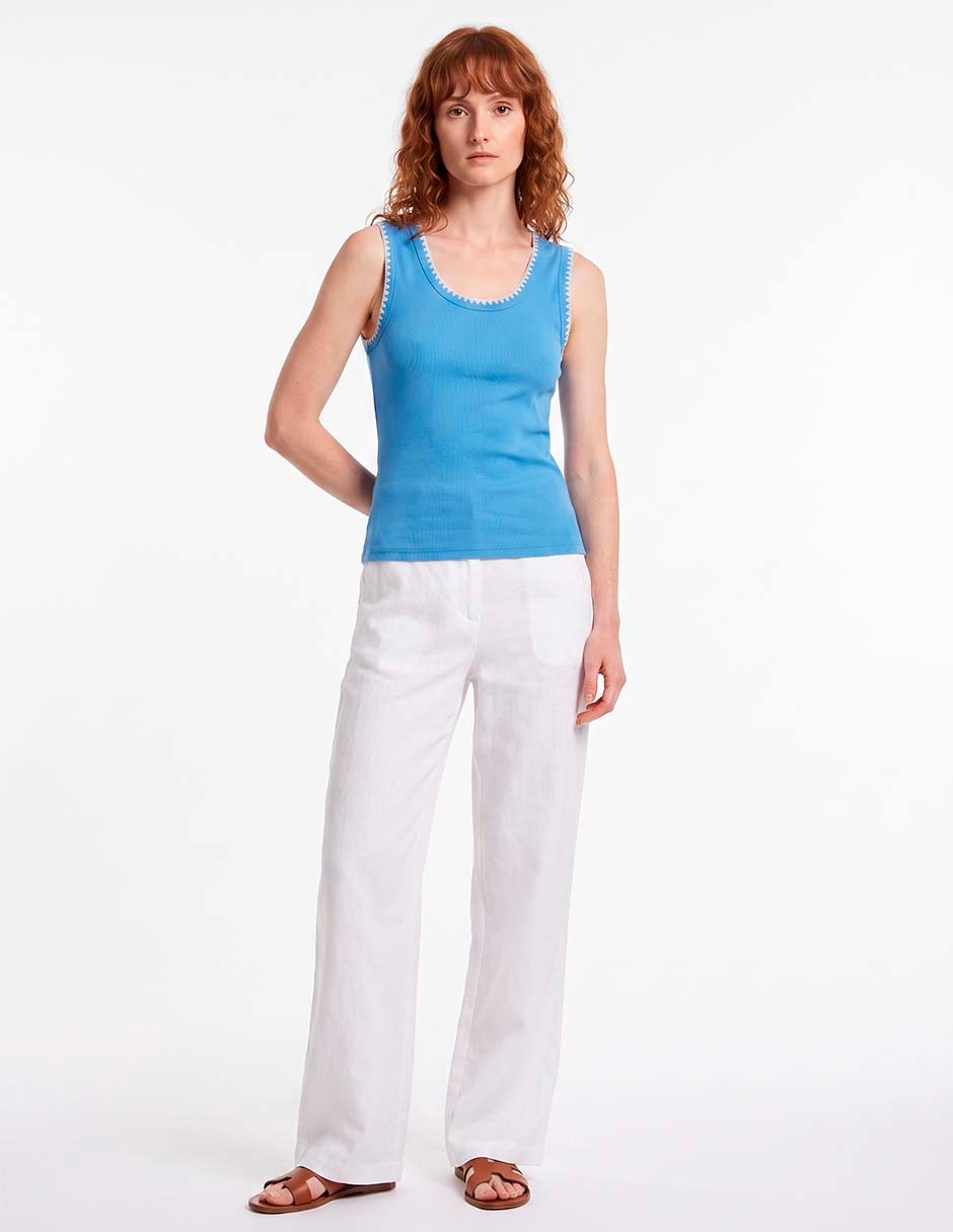 Playera Sin manga Cuello Redondo para Mujer Playera Sin manga Cuello Redondo para Mujer