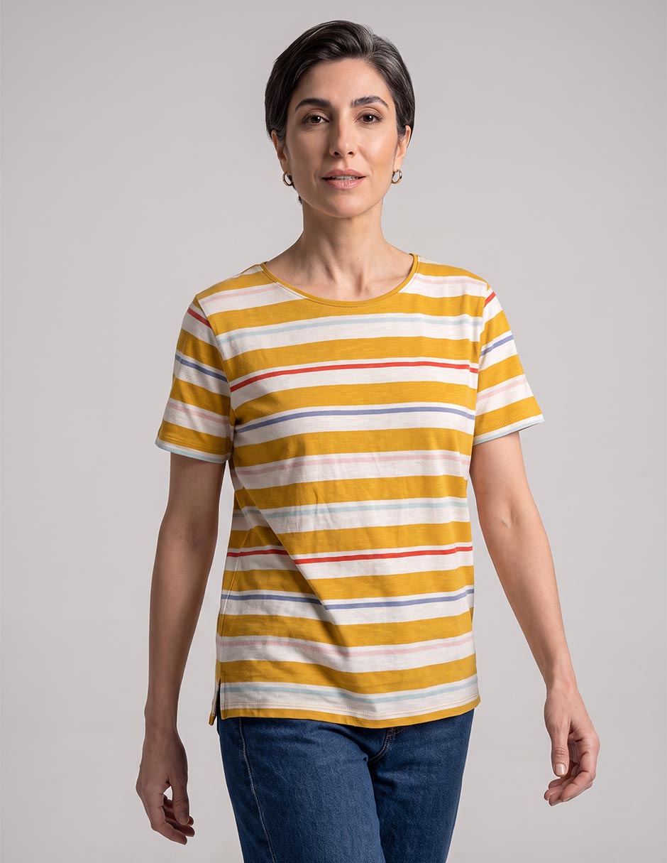 Playera manga corta cuello redondo para mujer